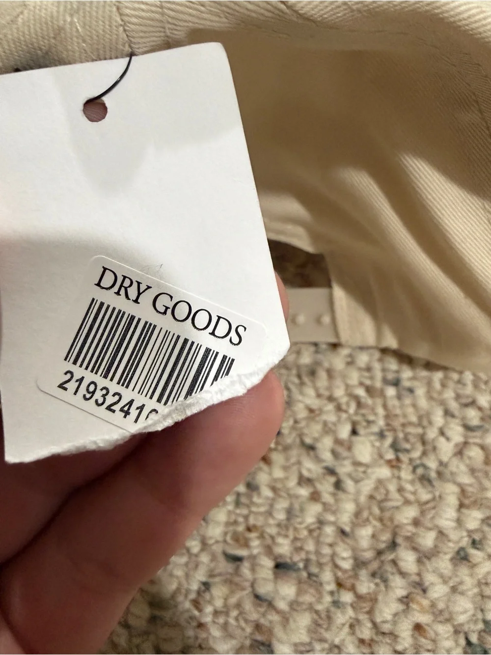 Dry Goods Beige Baseball Cap with Light Blue Stitching